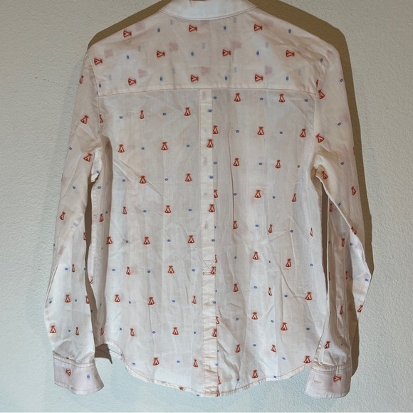 Maeve Anthropologie Miette Tee Pee Print Button Down Shirt Women's Size 4 - Picture 10 of 12